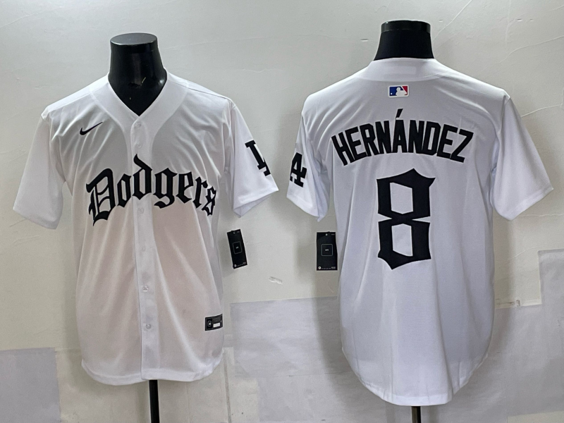 Men Los Angeles Dodgers 8 Hernandez white Nike 2025 MLB jersey 0010